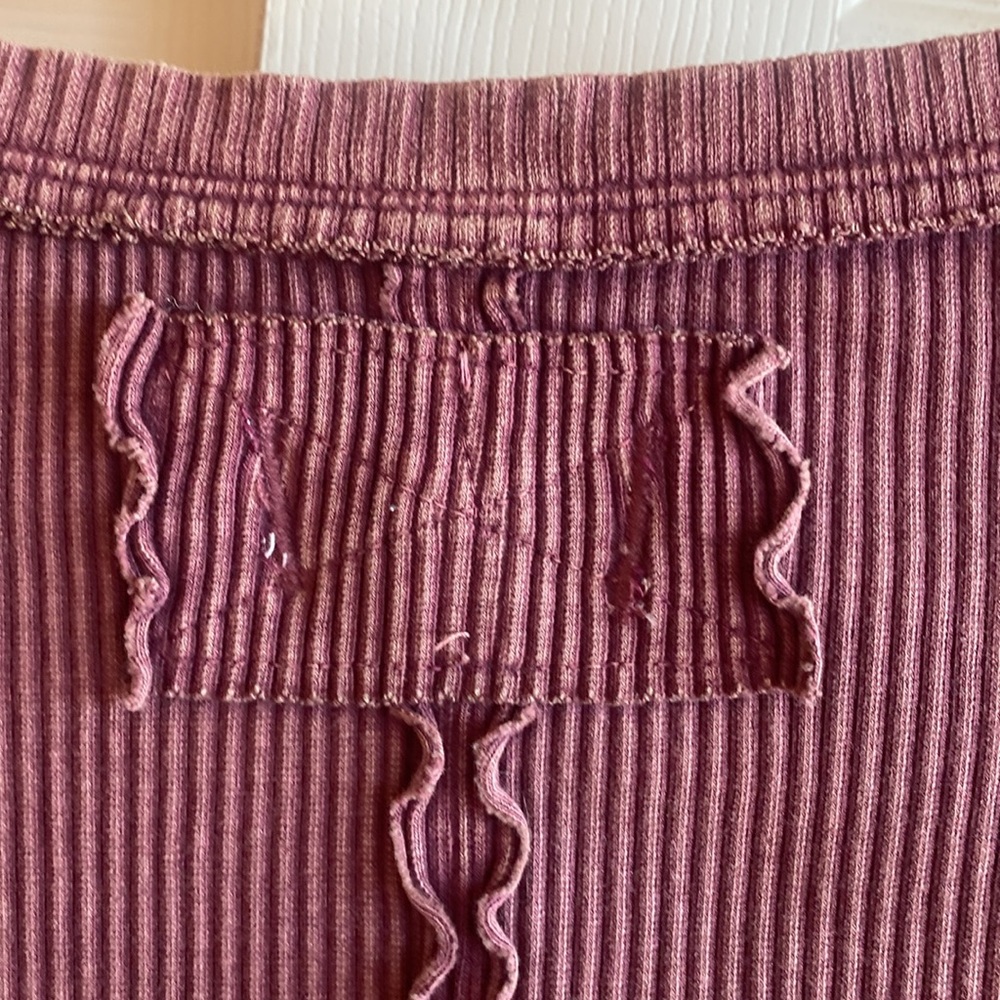 Free People NWT It's On Long Sleeve Button Down Thermal Ribbed Shirt large - Picture 10 of 15